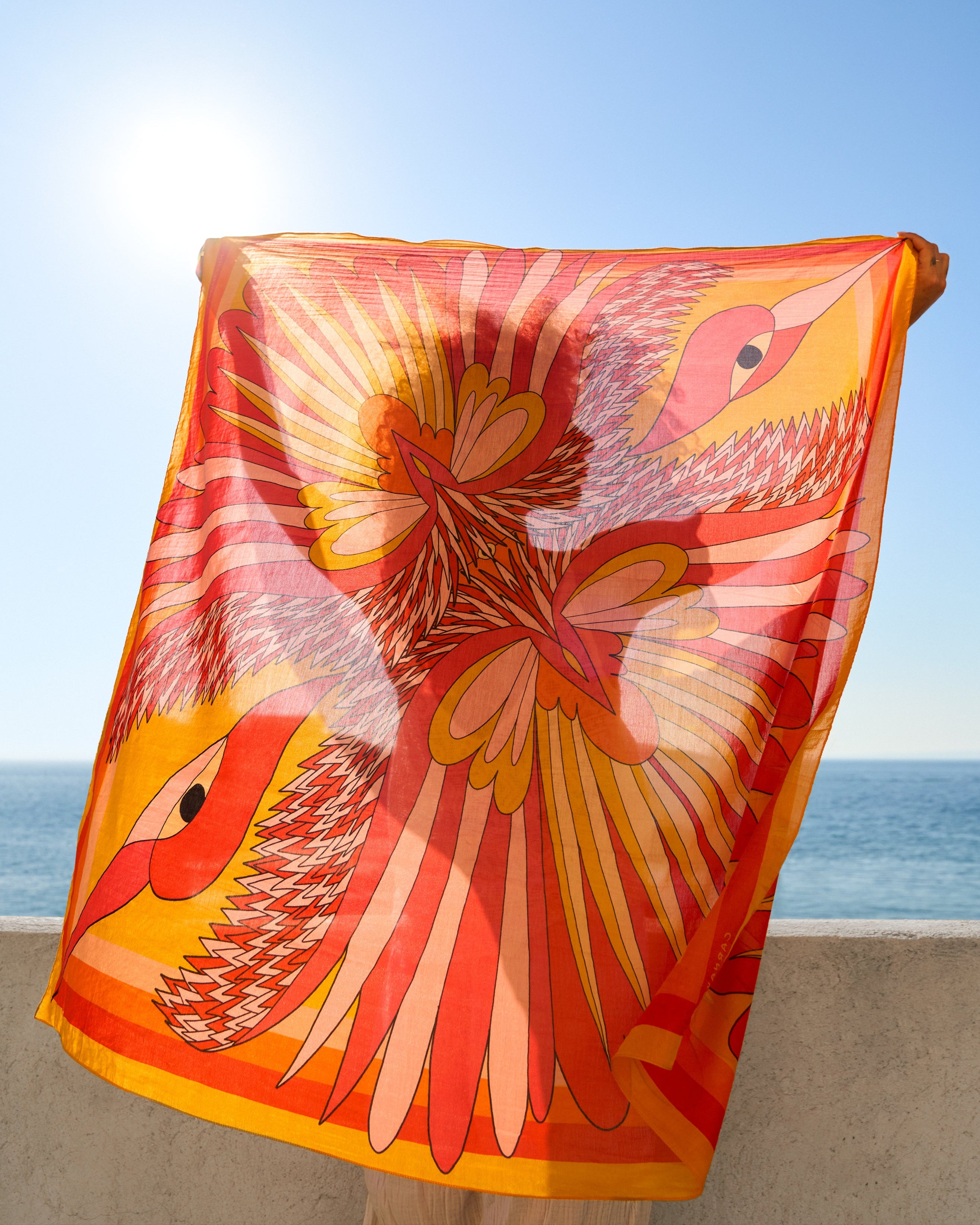 Carnival Sun Scarf – Silk and cotton square, Creature Marseille