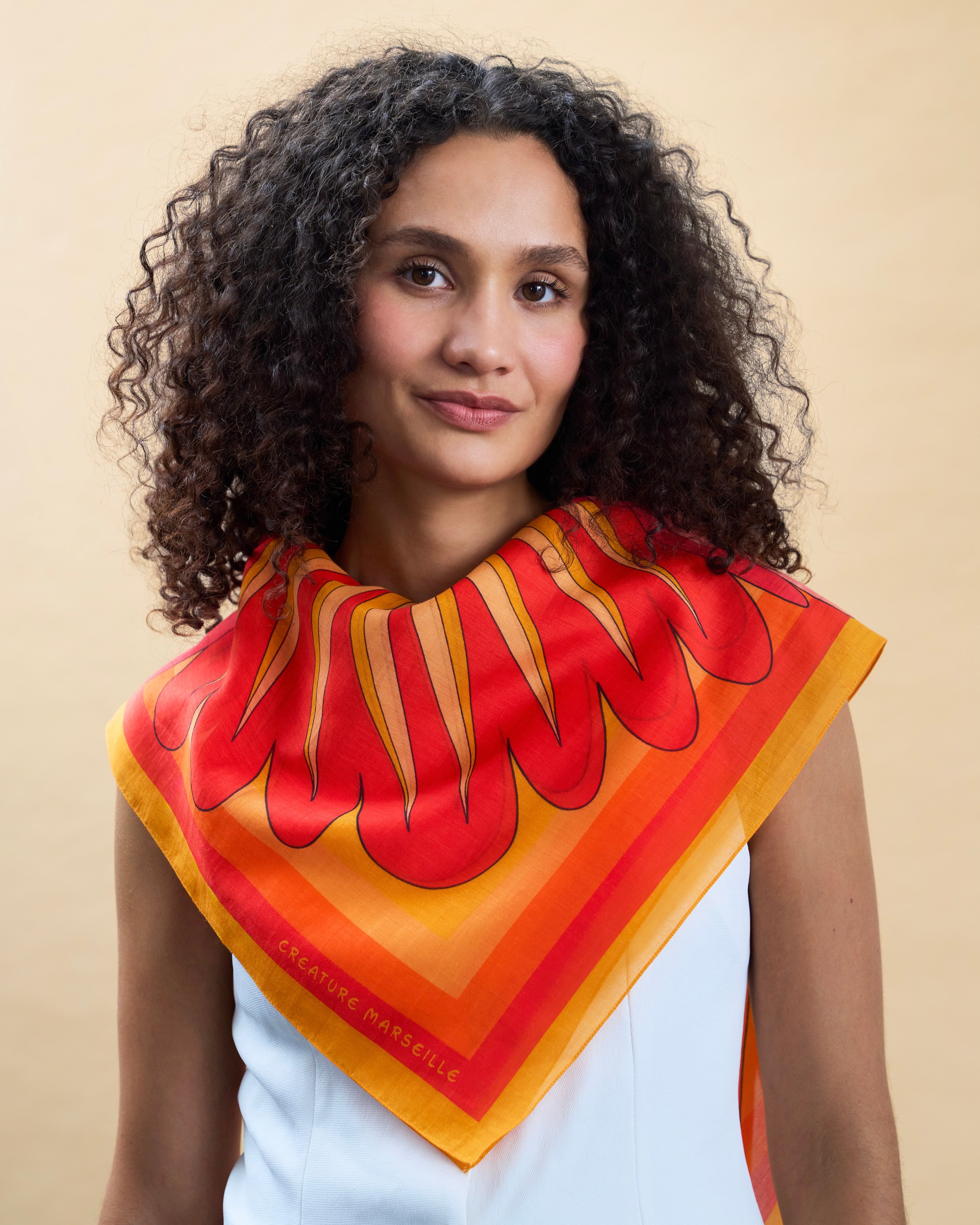 Carnival Sun Scarf – Silk and cotton square, Creature Marseille
