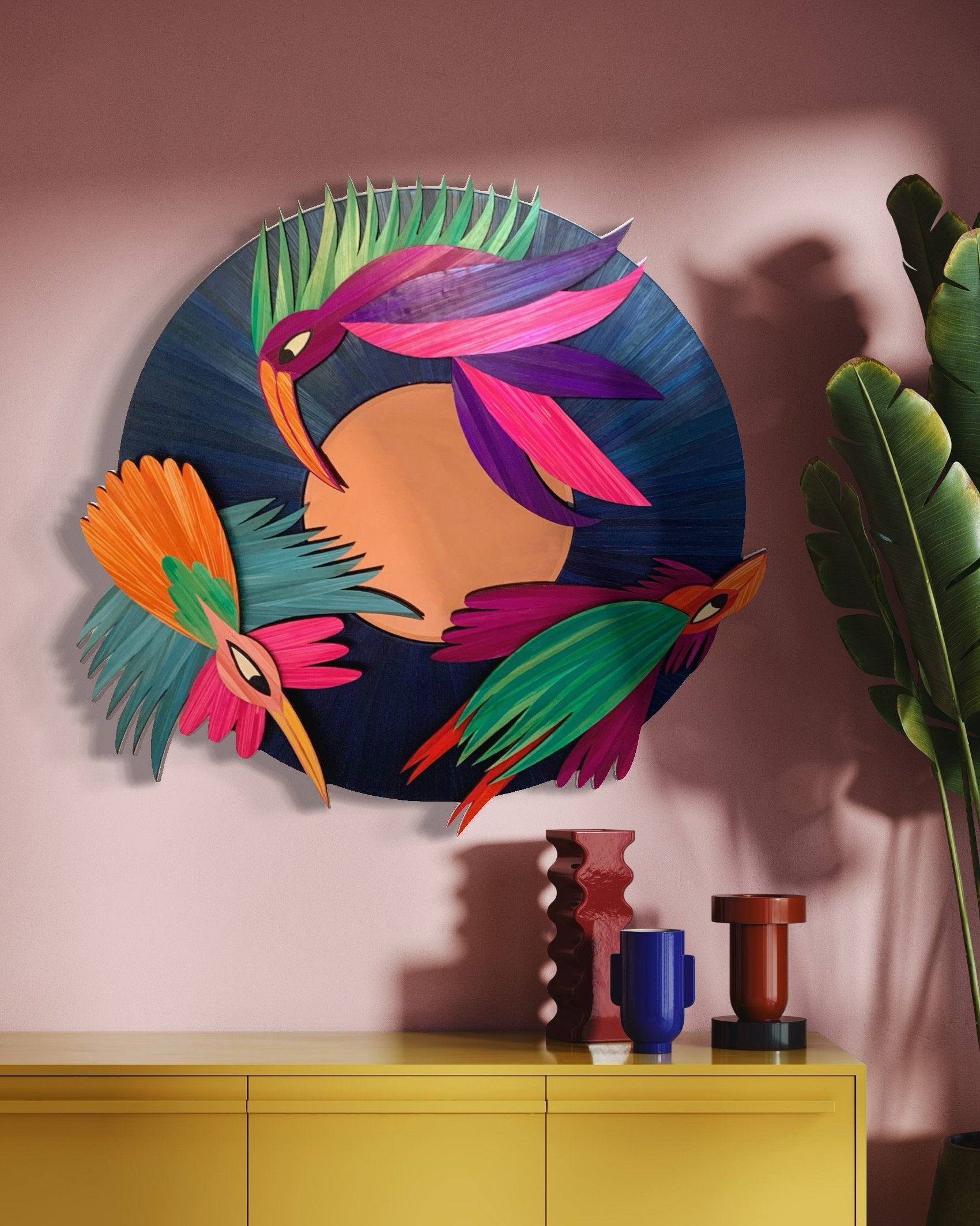 Les Voyageurs - Le Miroir en marqueterie de paille