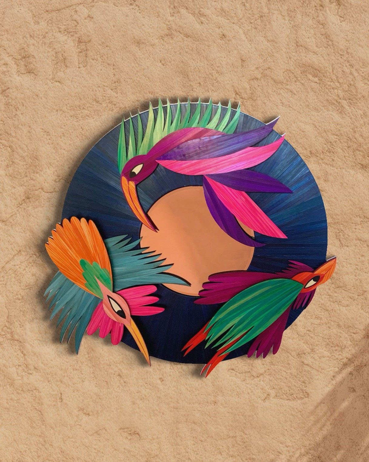 Les Voyageurs - Le Miroir en marqueterie de paille