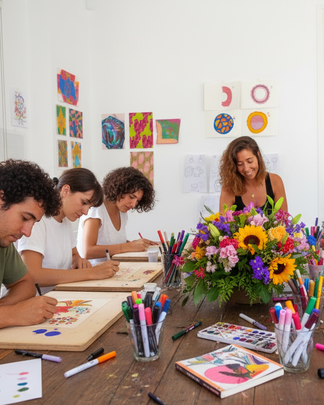 Atelier avec modèle floral