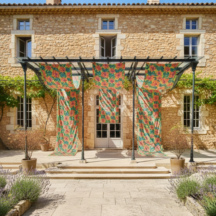 Installation textile provençale style pergola